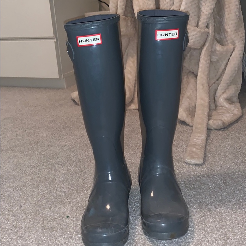 Glossy Grey Hunter Boots